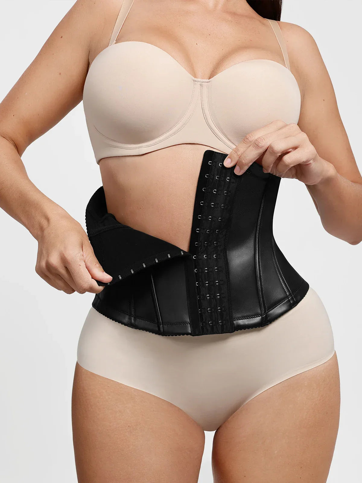 Sculpting Leather Corset Boned Waist Cincher