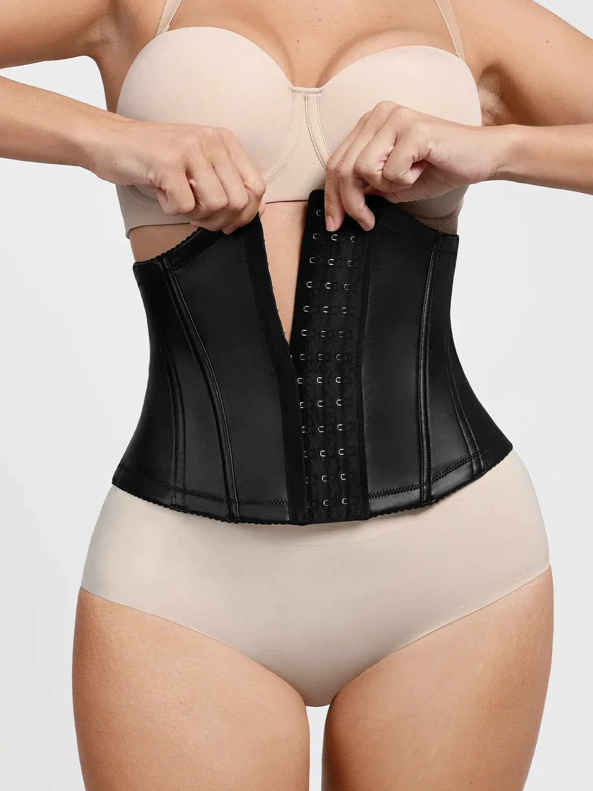Sculpting Leather Corset Boned Waist Cincher