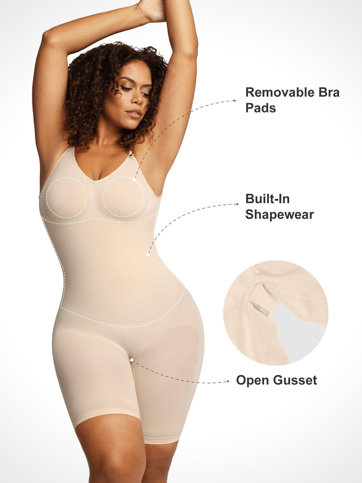 Shapewear Low Back Tummy Control Mid-Thigh Bodysuit