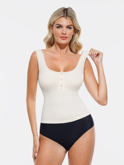Sculpting Push-Up Square Neck Sleeveless Cami Top with Built-in Bra