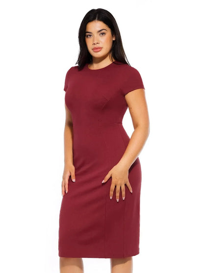 SculptWear Short Sleeve Fitted Sheath Dress