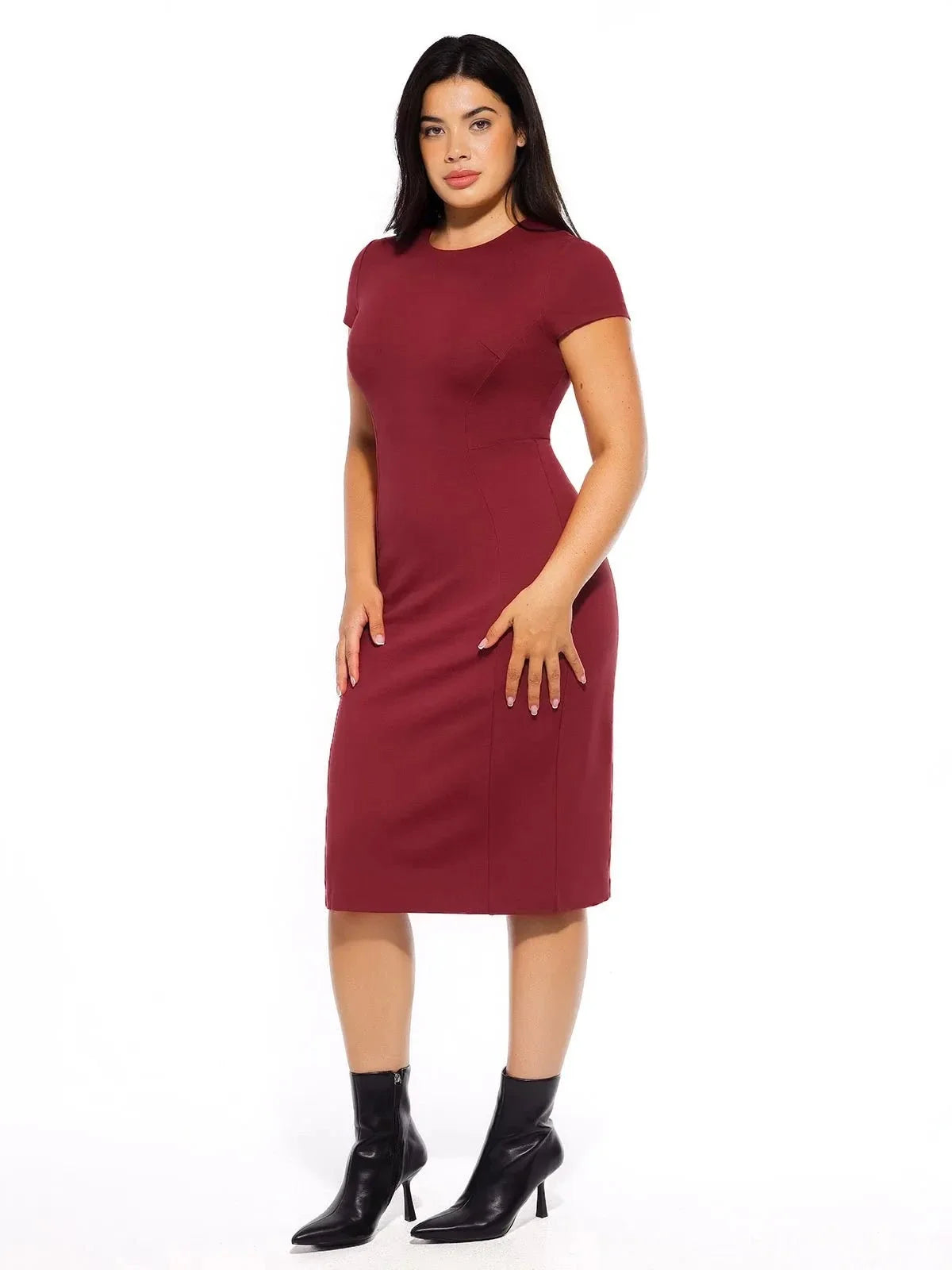 SculptWear Short Sleeve Fitted Sheath Dress
