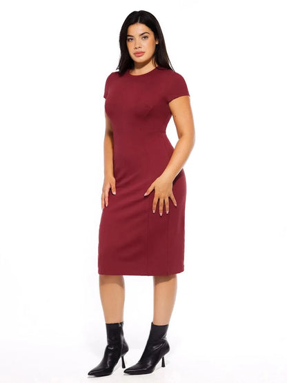 SculptWear Short Sleeve Fitted Sheath Dress