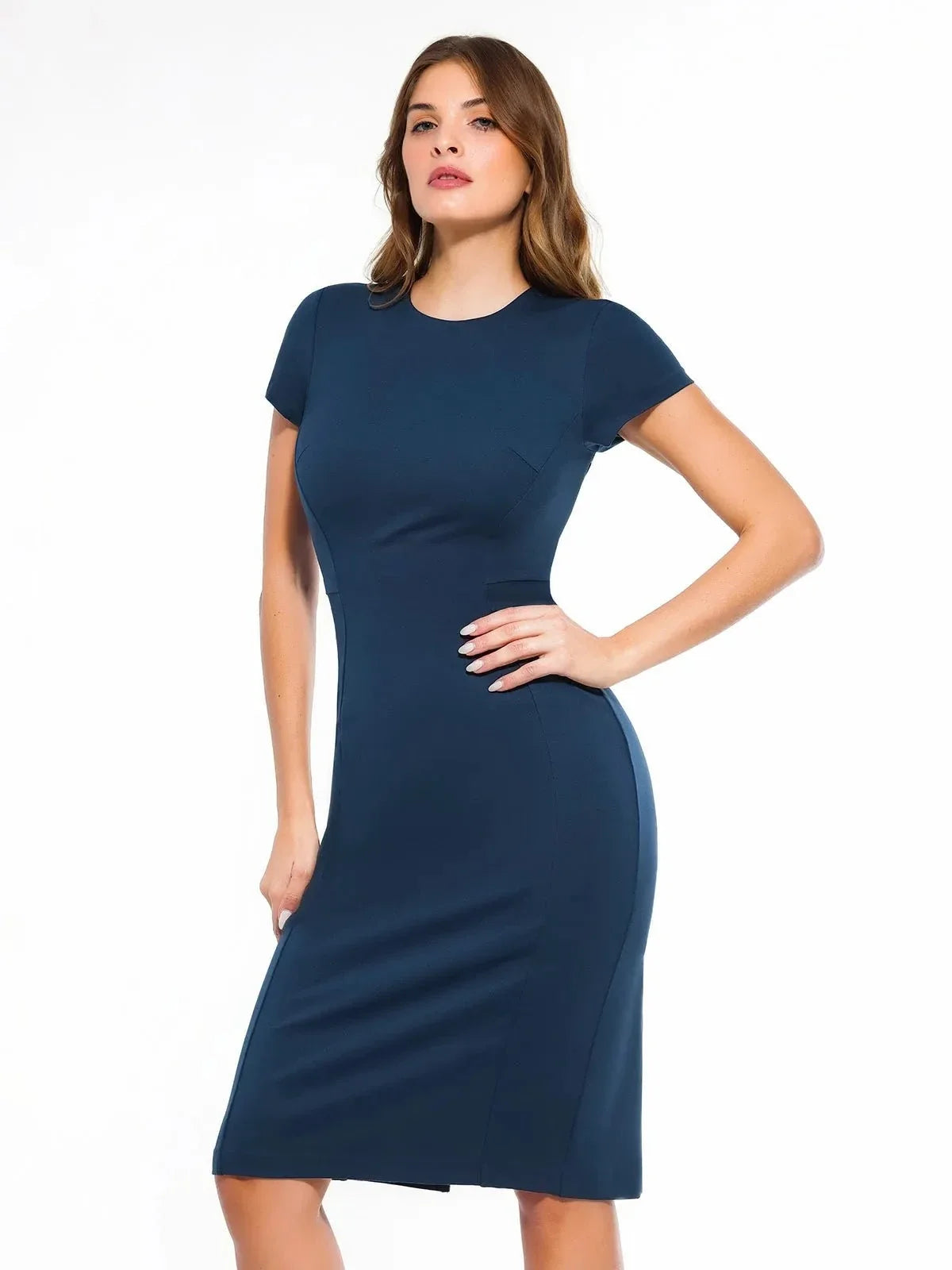 SculptWear Short Sleeve Fitted Sheath Dress
