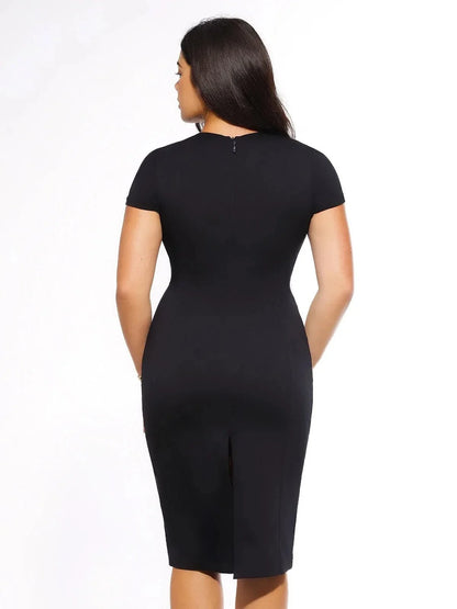 SculptWear Short Sleeve Fitted Sheath Dress