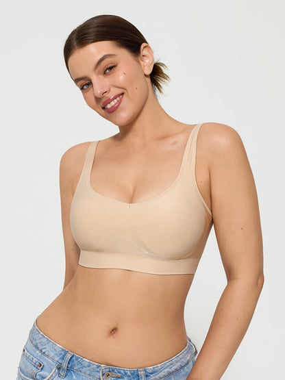 Seamless Adjustable Wide-Strap Underwire-Free Smoothing Bra