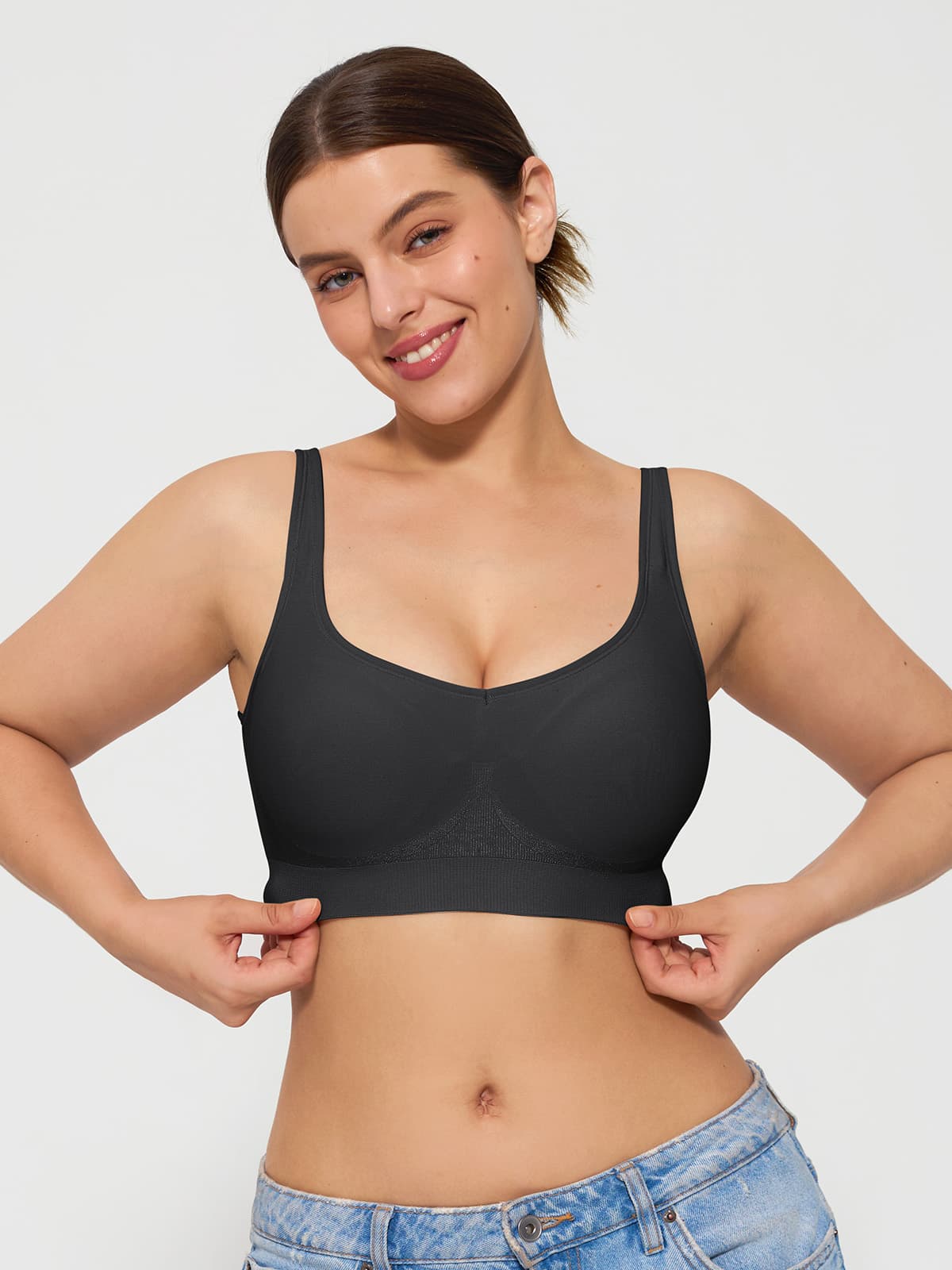 Seamless Adjustable Wide-Strap Underwire-Free Smoothing Bra