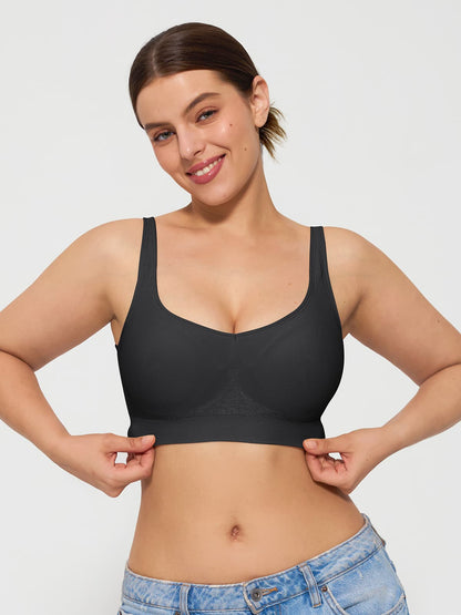 Seamless Adjustable Wide-Strap Underwire-Free Smoothing Bra