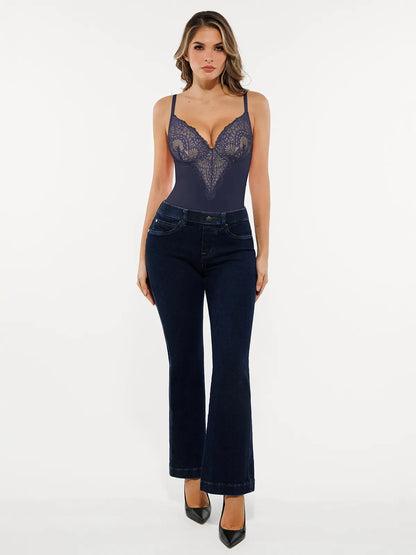 Seamless Lace V-Neck Shapewear Bodysuit