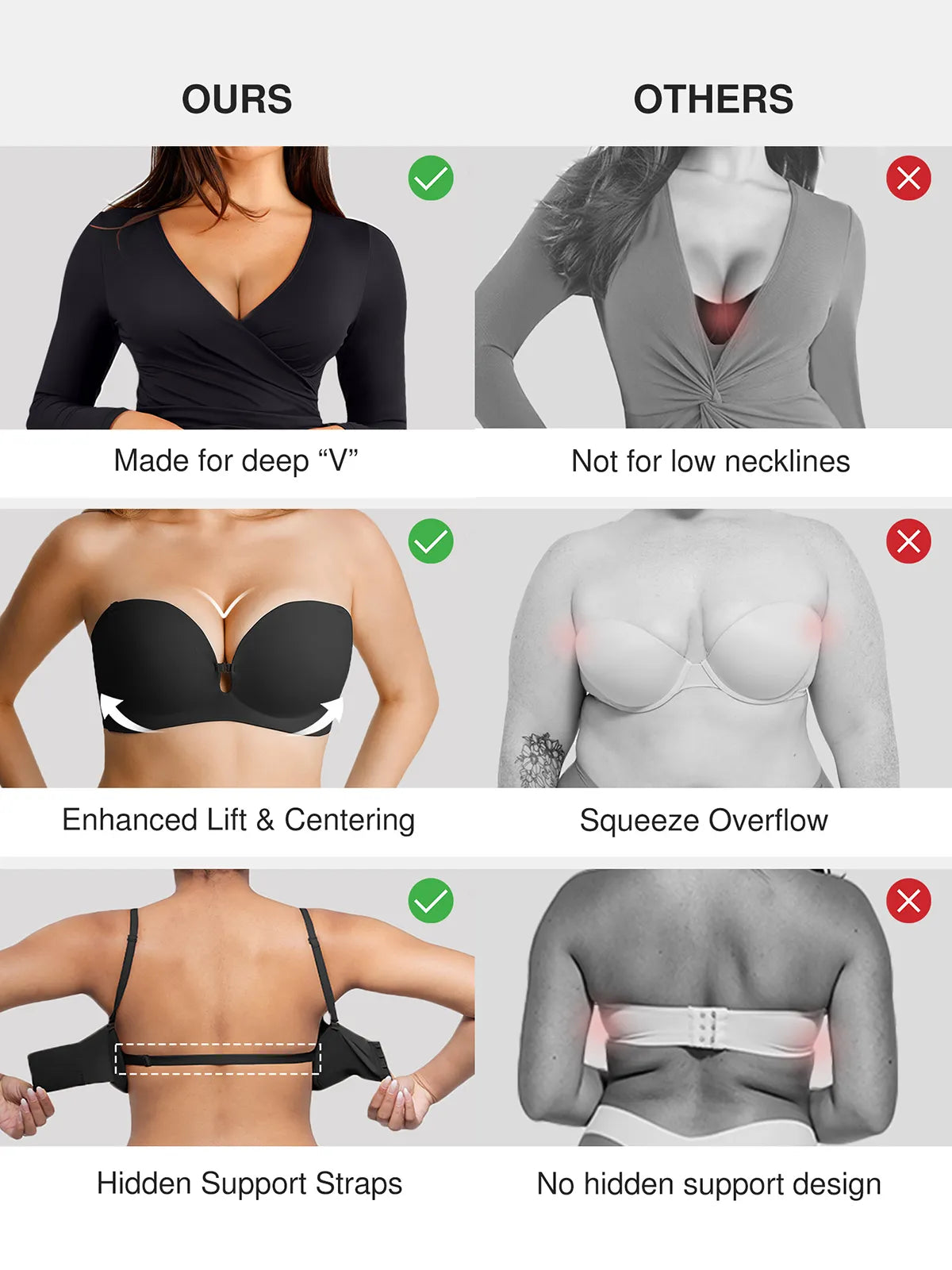 Seamless Non-Slip Push-Up Shaping Strapless Bra