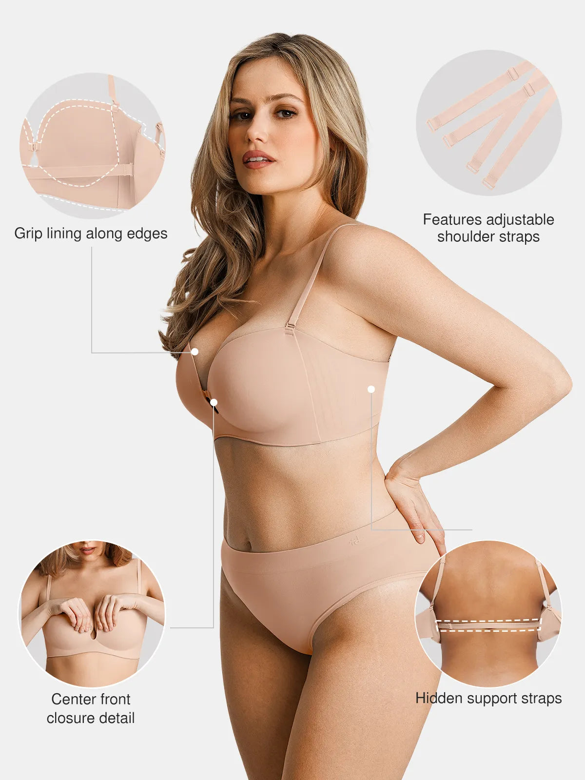 Seamless Non-Slip Push-Up Shaping Strapless Bra