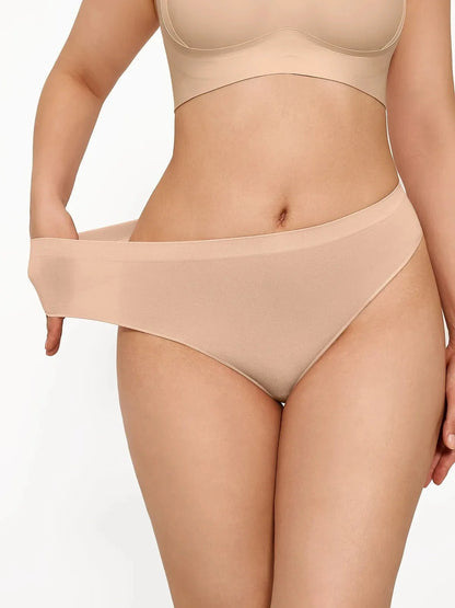 Seamless Solid Mid-Rise Thong Brief