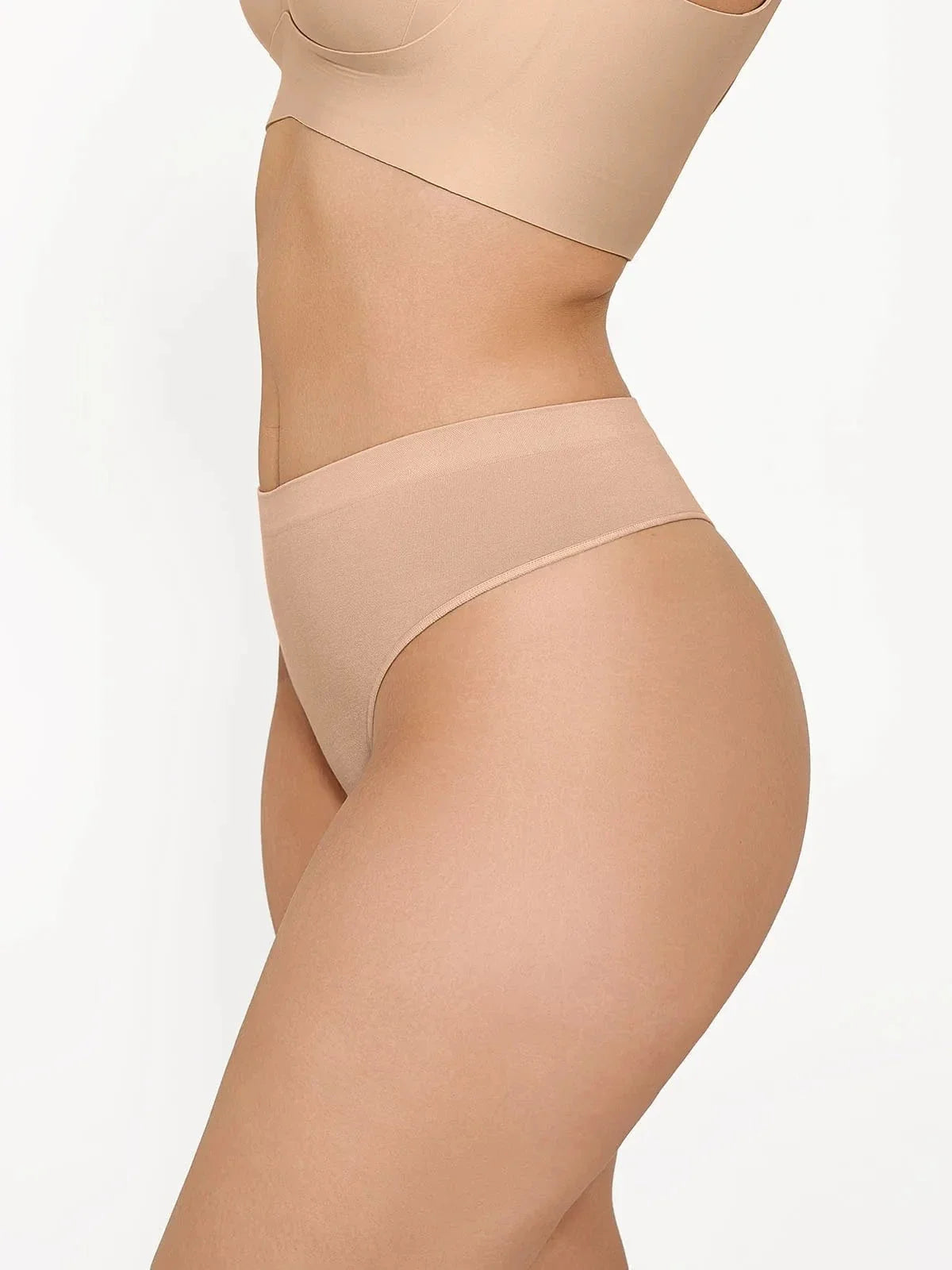 Seamless Solid Mid-Rise Thong Brief