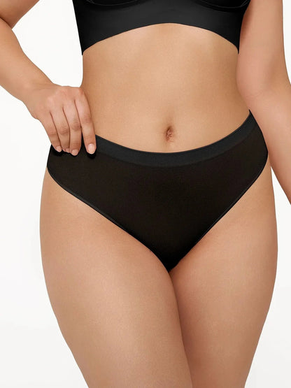 Seamless Solid Mid-Rise Thong Brief