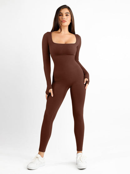 Shapewear Long Sleeve Seamless Thumb Hole Jumpsuit