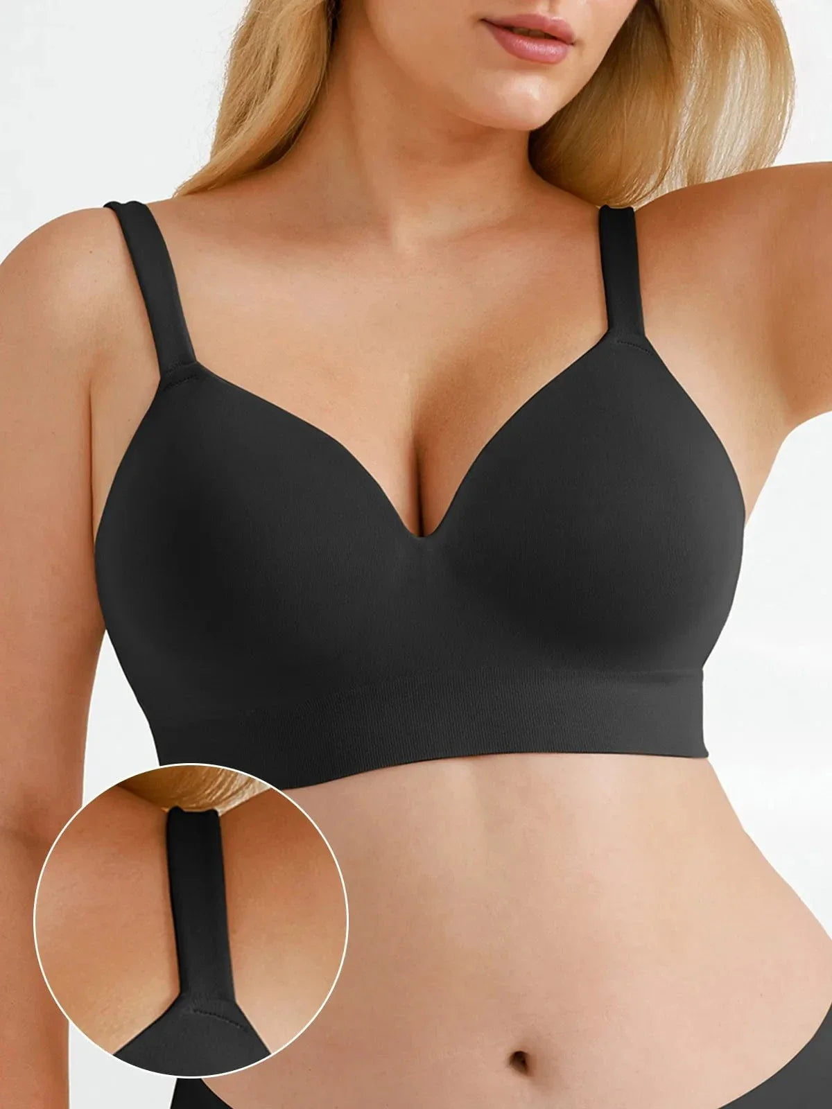 Seamless Wireless Adjustable Wide-Strap T-Shirt Bra