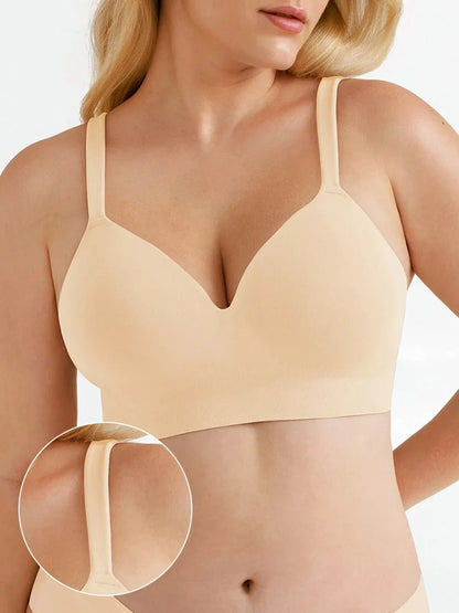 Seamless Wireless Adjustable Wide-Strap T-Shirt Bra