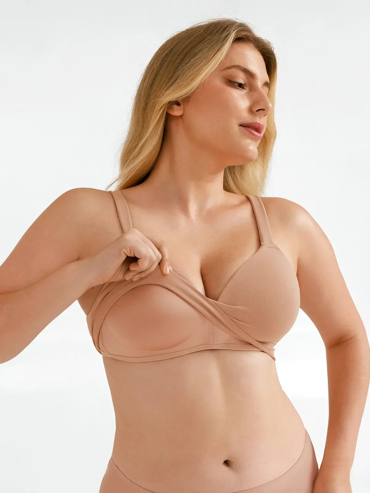 Seamless Wireless Adjustable Wide-Strap T-Shirt Bra