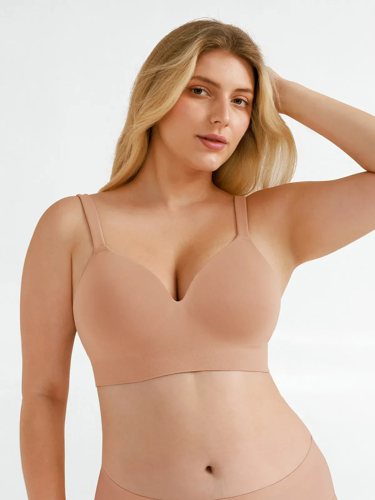 Seamless Wireless Adjustable Wide-Strap T-Shirt Bra