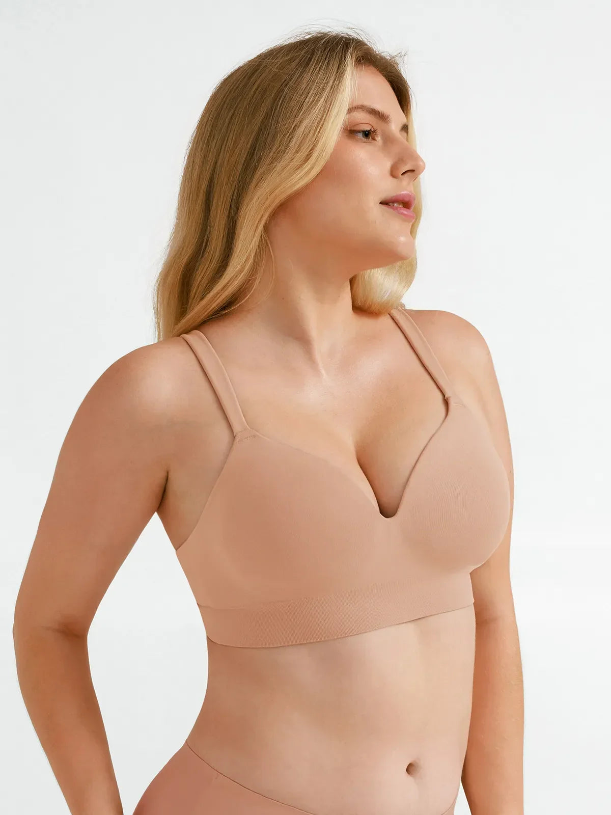 Seamless Wireless Adjustable Wide-Strap T-Shirt Bra