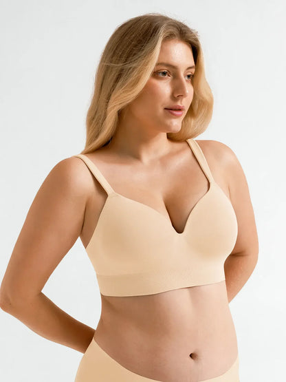 Seamless Wireless Adjustable Wide-Strap T-Shirt Bra