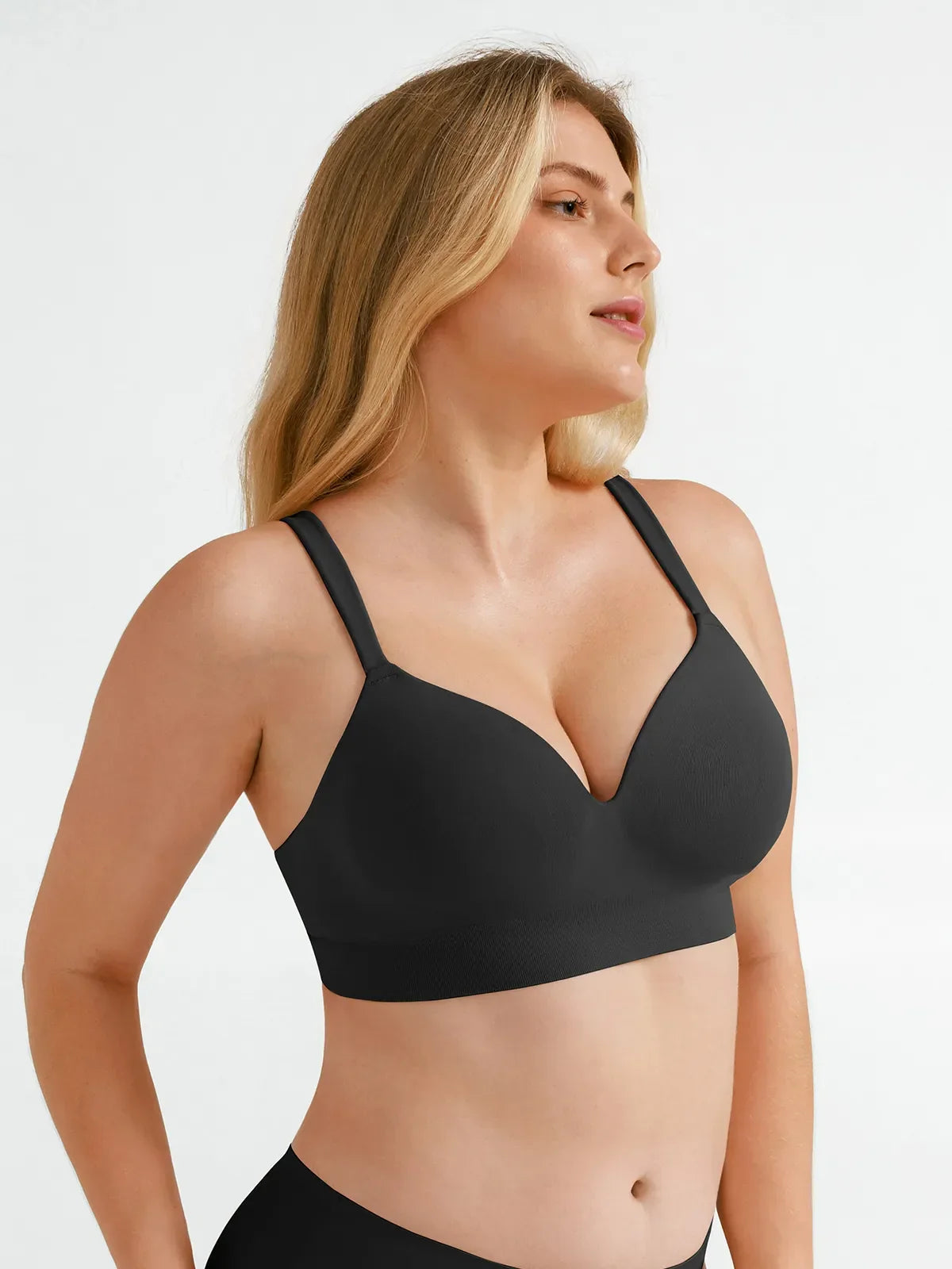Seamless Wireless Adjustable Wide-Strap T-Shirt Bra