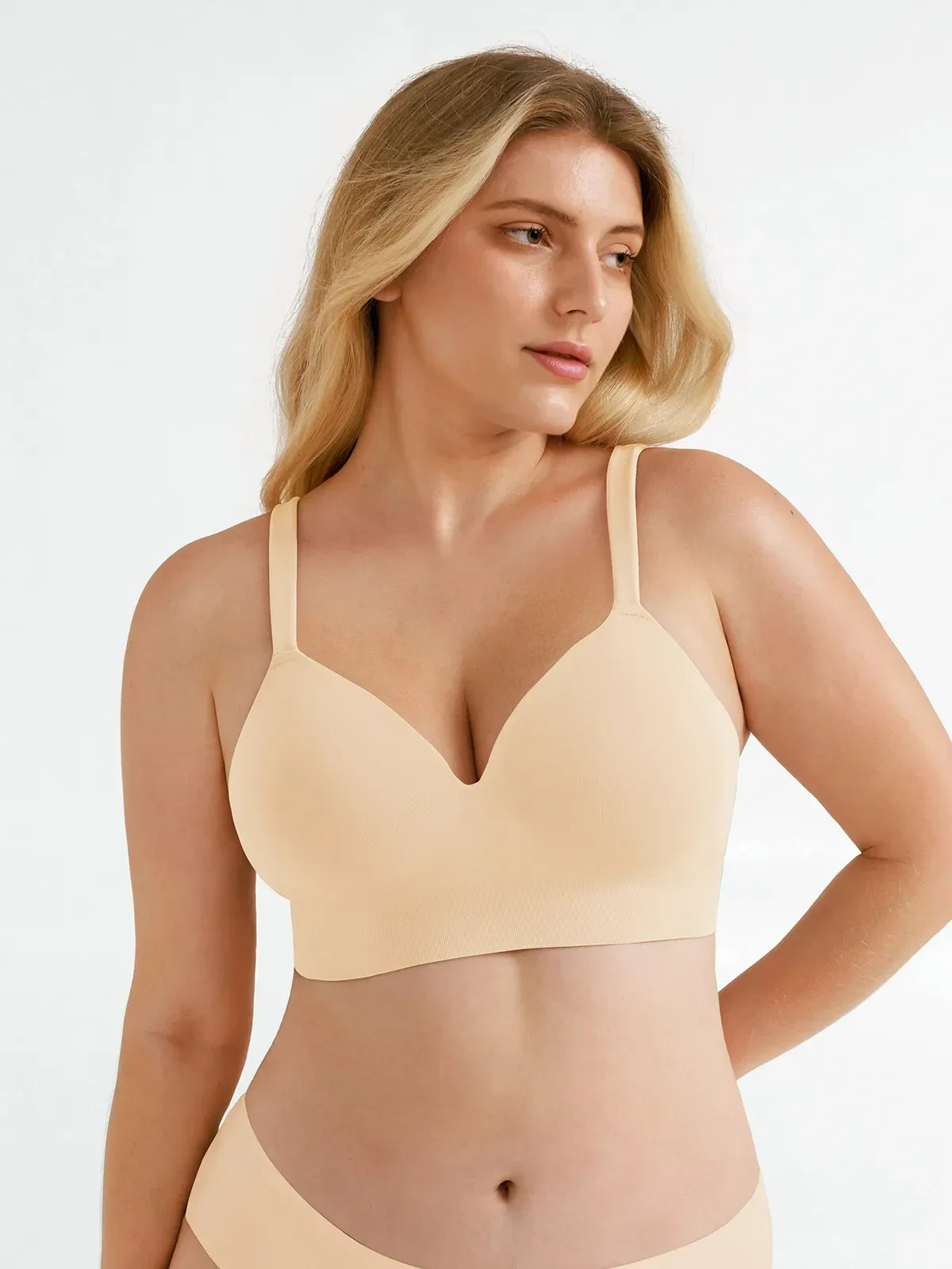 Seamless Wireless Adjustable Wide-Strap T-Shirt Bra