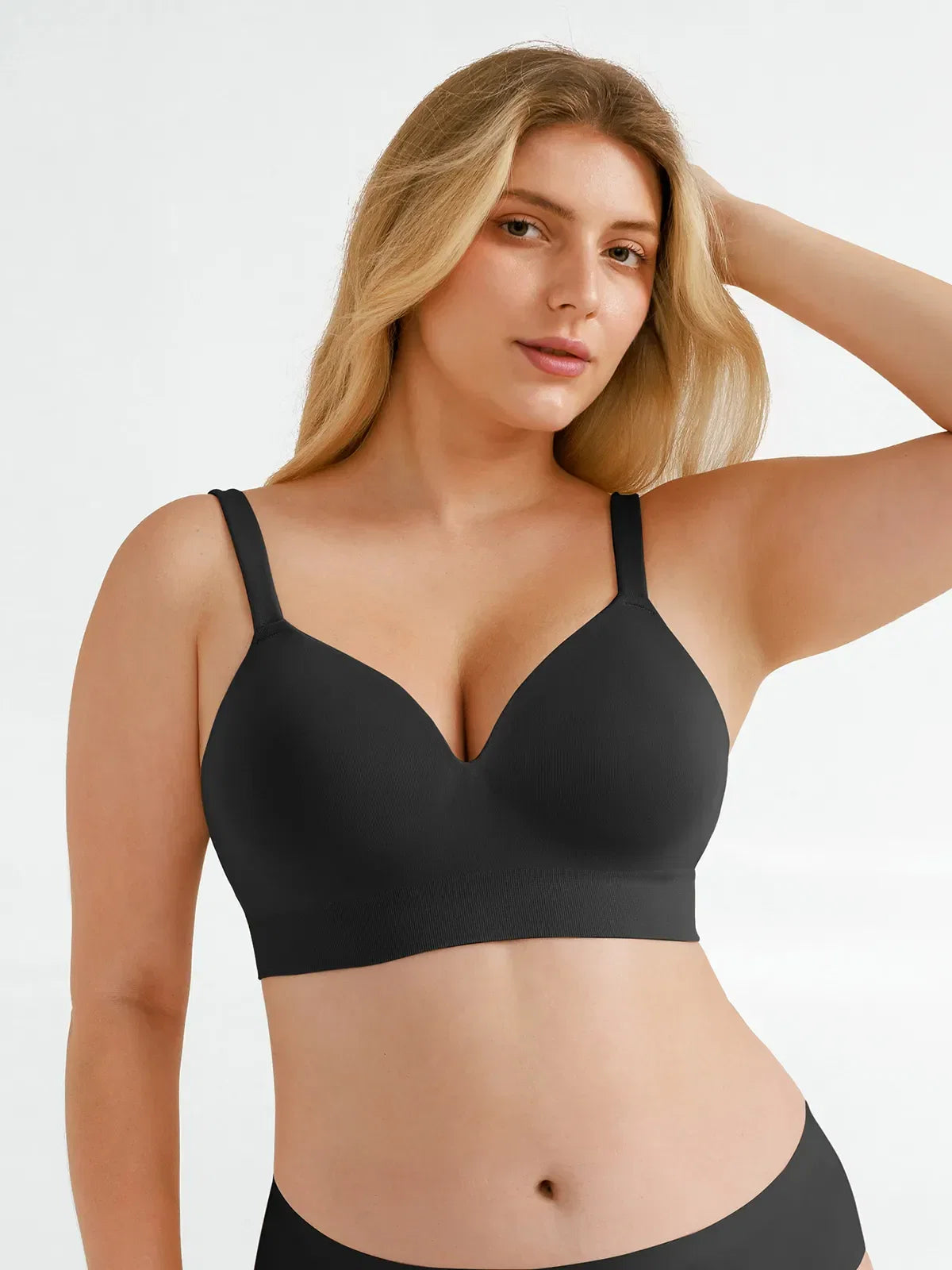 Seamless Wireless Adjustable Wide-Strap T-Shirt Bra