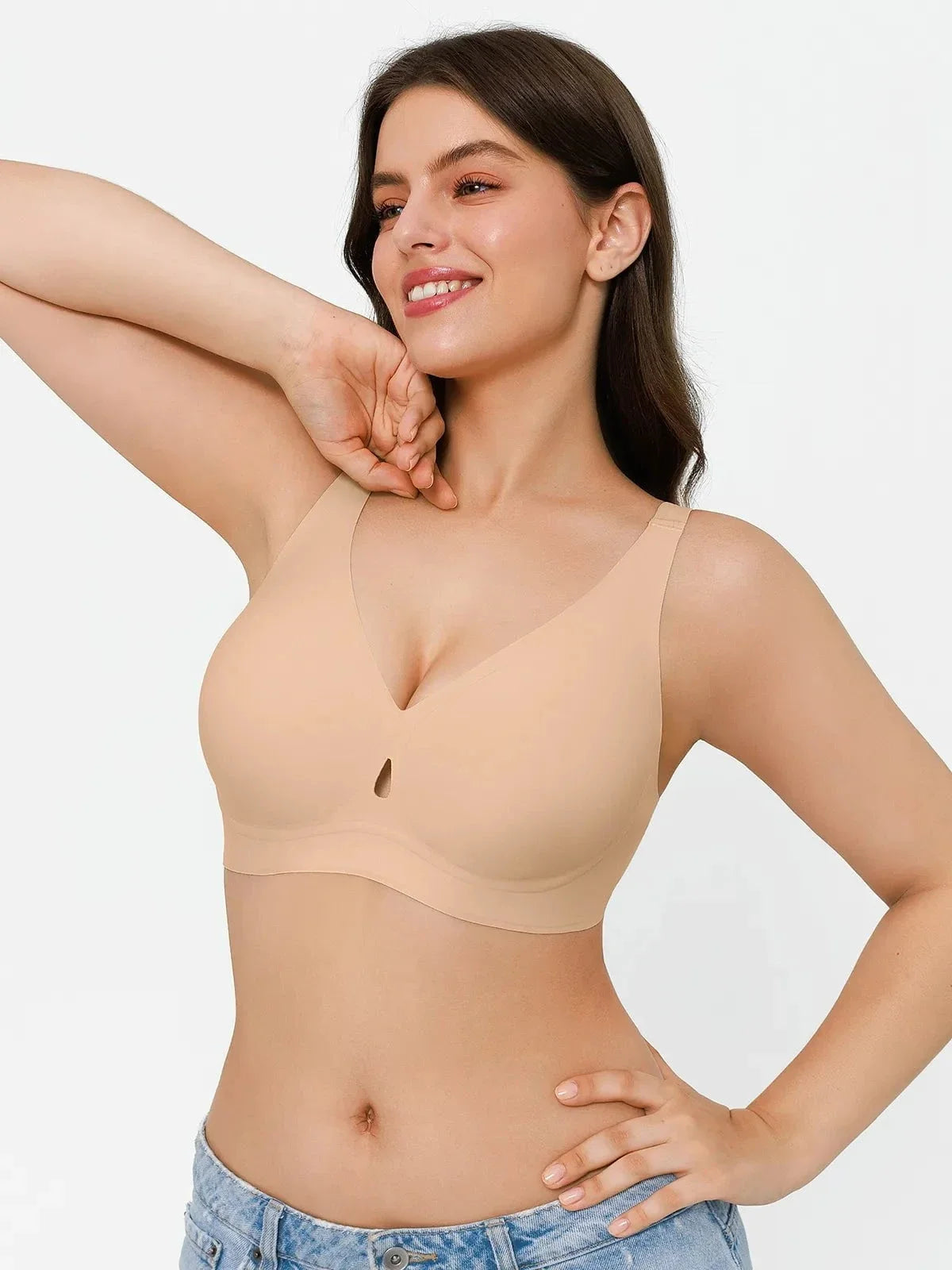 Seamless Wireless Deep V Jelly Contour Support Bra