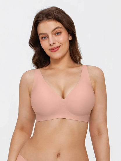 Seamless Wireless Jelly Leopard Contour Minimizer Support Bra