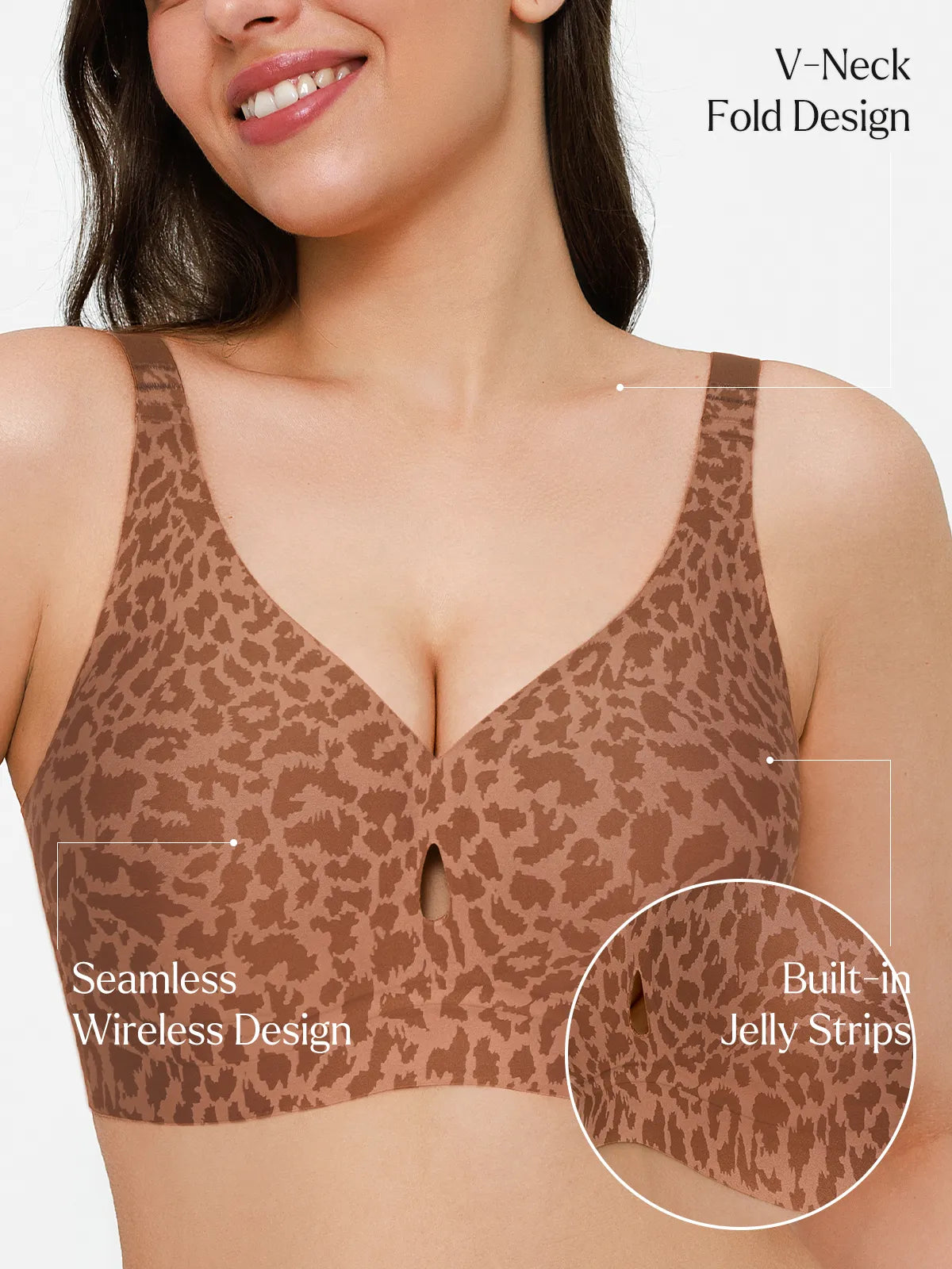 Seamless Wireless Deep V Jelly Contour Support Bra