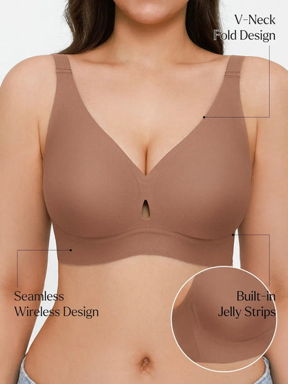Seamless Wireless Deep V Jelly Contour Support Bra