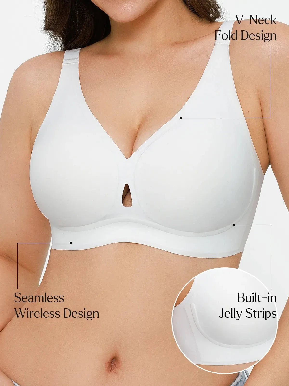 Seamless Wireless Deep V Jelly Contour Support Bra