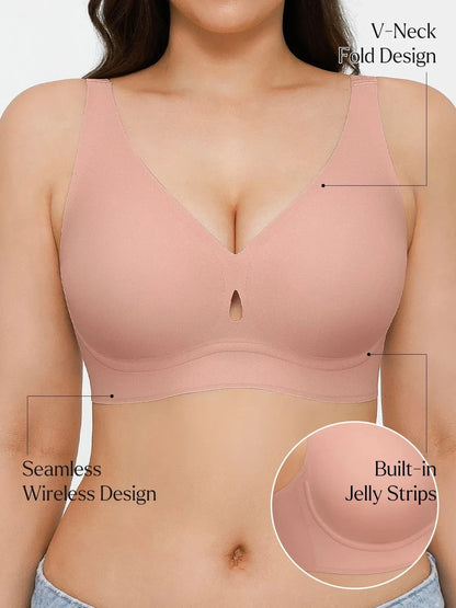 Seamless Wireless Deep V Jelly Contour Support Bra