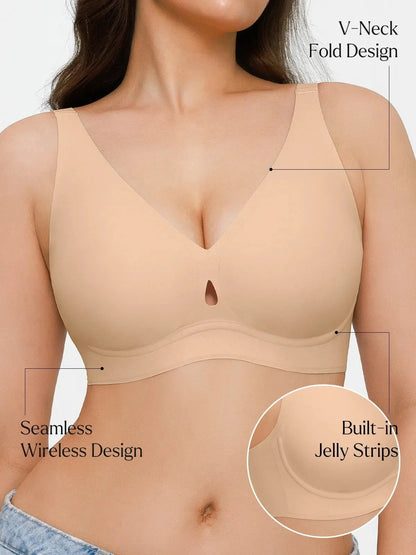 Seamless Wireless Deep V Jelly Contour Support Bra