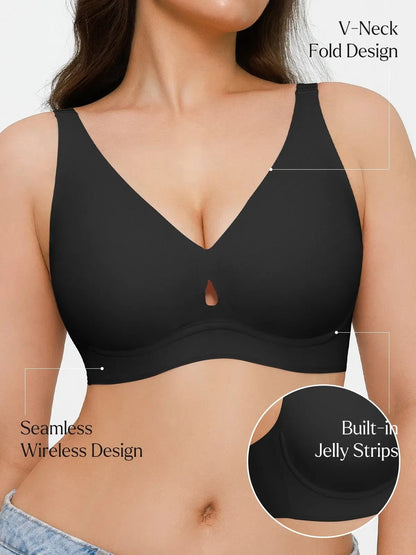 Seamless Wireless Deep V Jelly Contour Support Bra