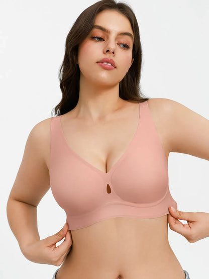 Seamless Wireless Deep V Jelly Contour Support Bra