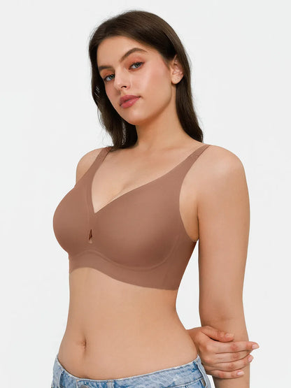 Seamless Wireless Deep V Jelly Contour Support Bra