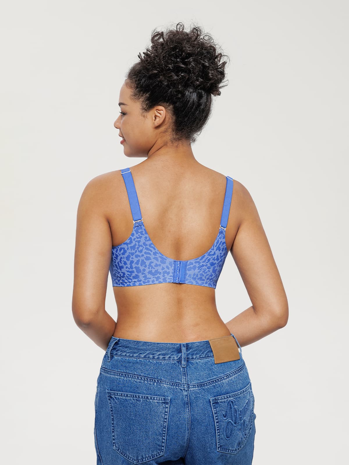 Seamless Wireless Jelly Leopard Contour Minimizer Support Bra