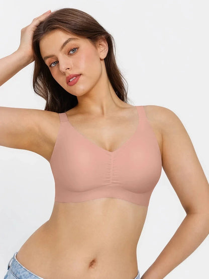Seamless Wireless Ruched Comfort Minimizer Bra