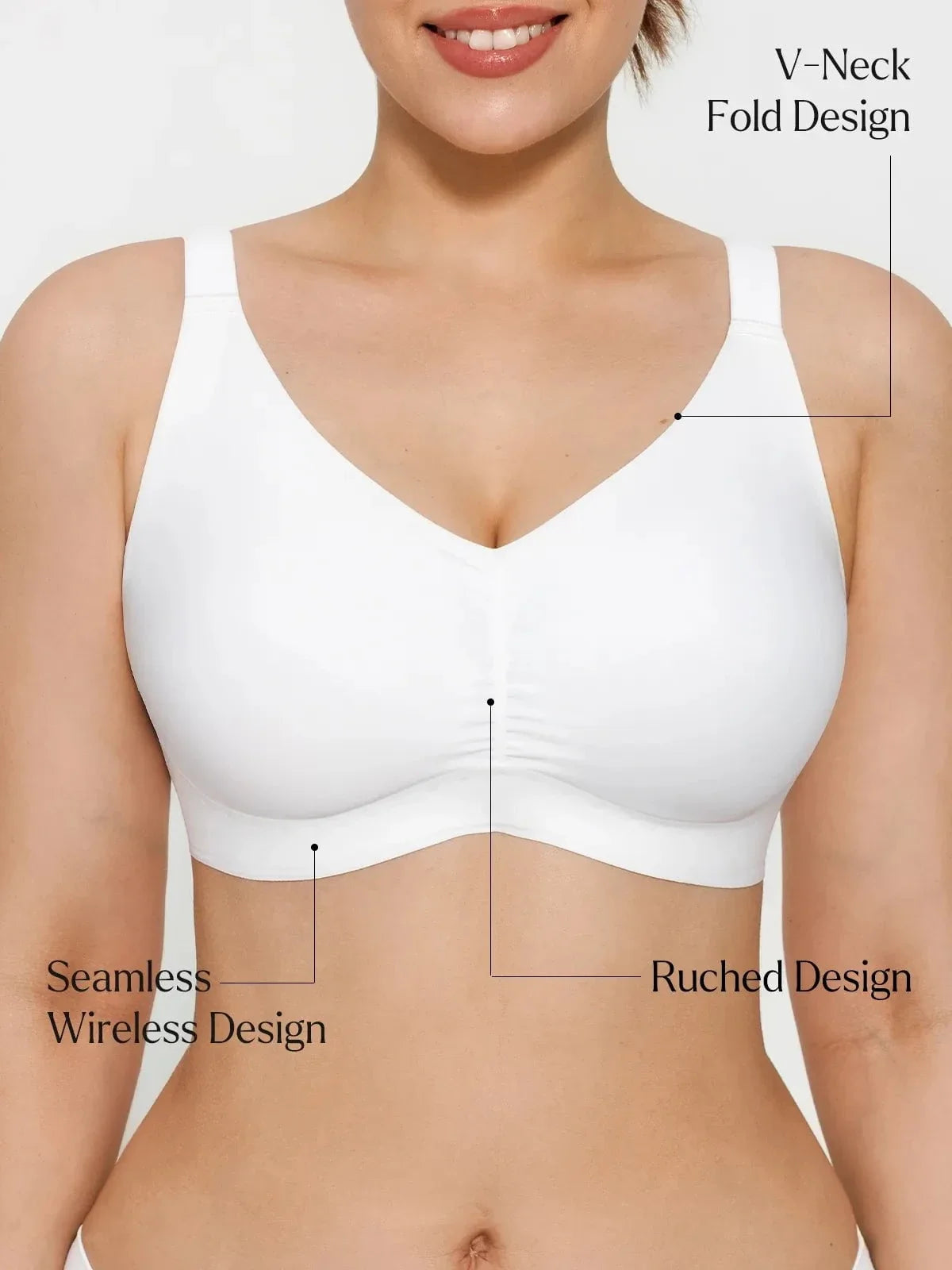 Seamless Wireless Ruched Comfort Minimizer Bra