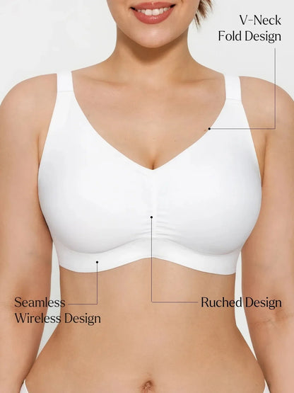 Seamless Wireless Ruched Comfort Minimizer Bra