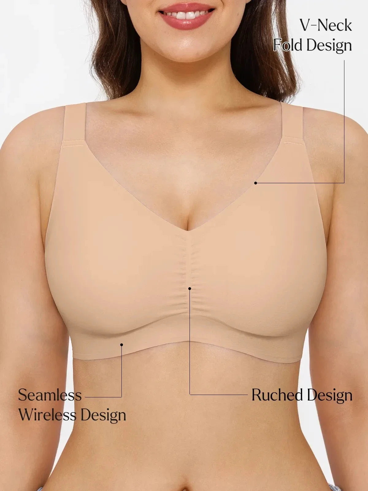 Seamless Wireless Ruched Comfort Minimizer Bra