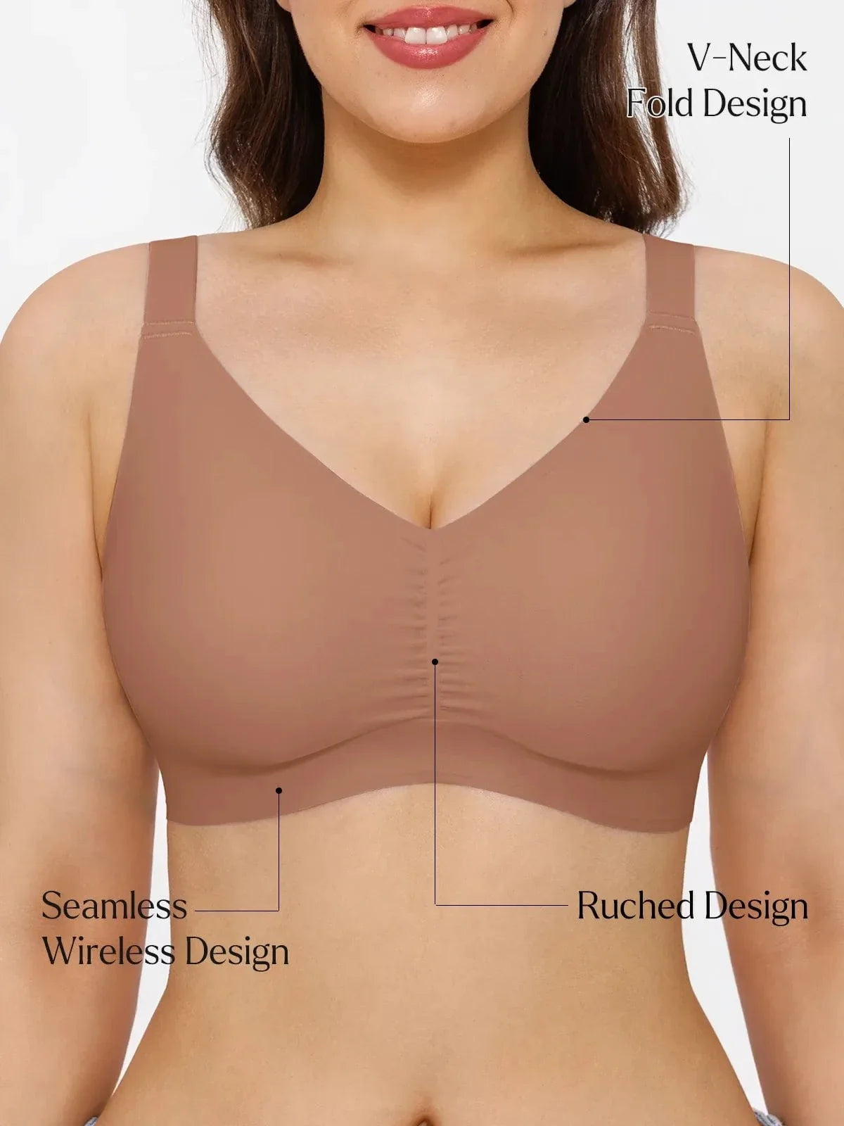 Seamless Wireless Ruched Comfort Minimizer Bra