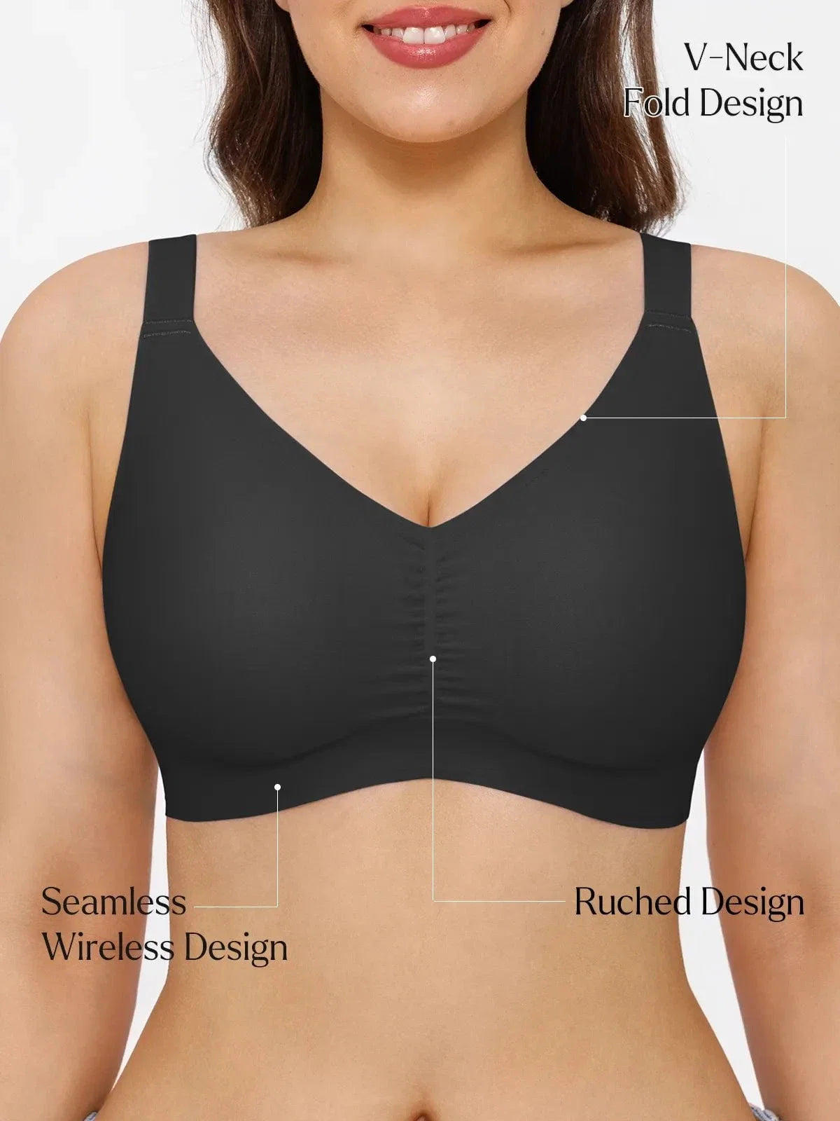 Seamless Wireless Ruched Comfort Minimizer Bra