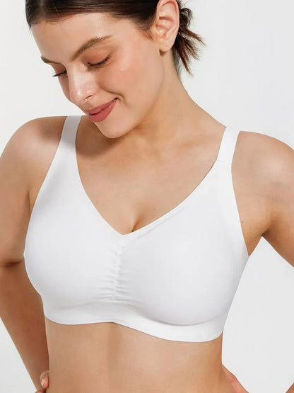 Seamless Wireless Ruched Comfort Minimizer Bra