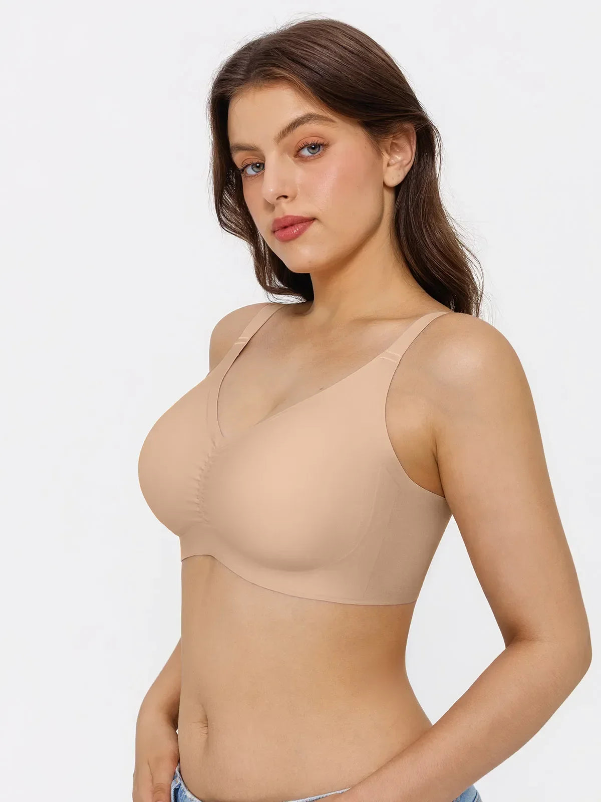 Seamless Wireless Ruched Comfort Minimizer Bra