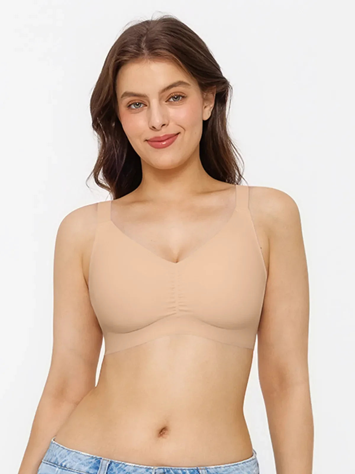 Seamless Wireless Ruched Comfort Minimizer Bra
