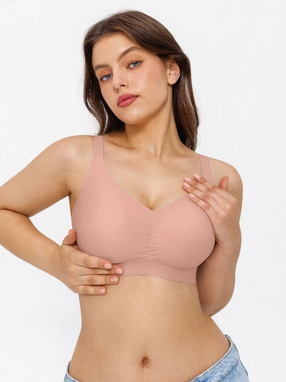 Seamless Wireless Ruched Comfort Minimizer Bra