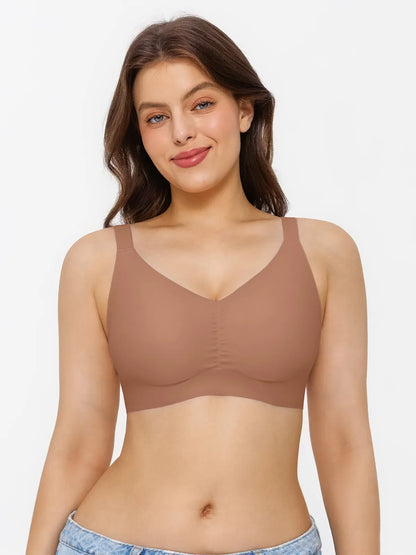 Seamless Wireless Ruched Comfort Minimizer Bra